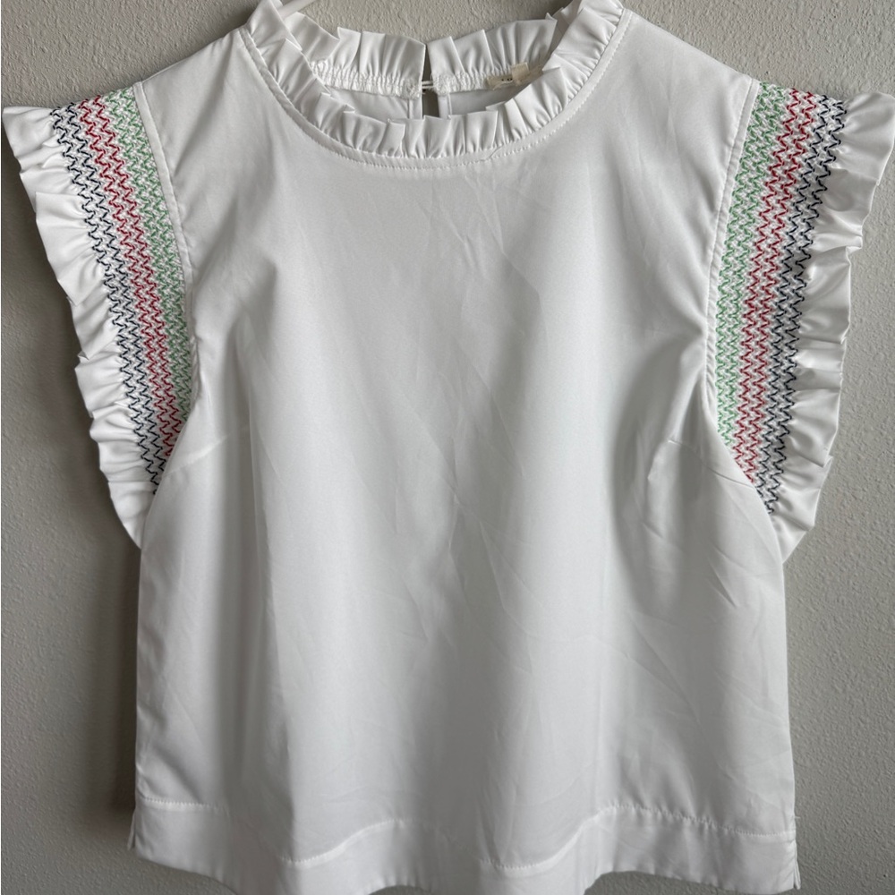 JODIFL White Blouse with Multicolor Embroidery